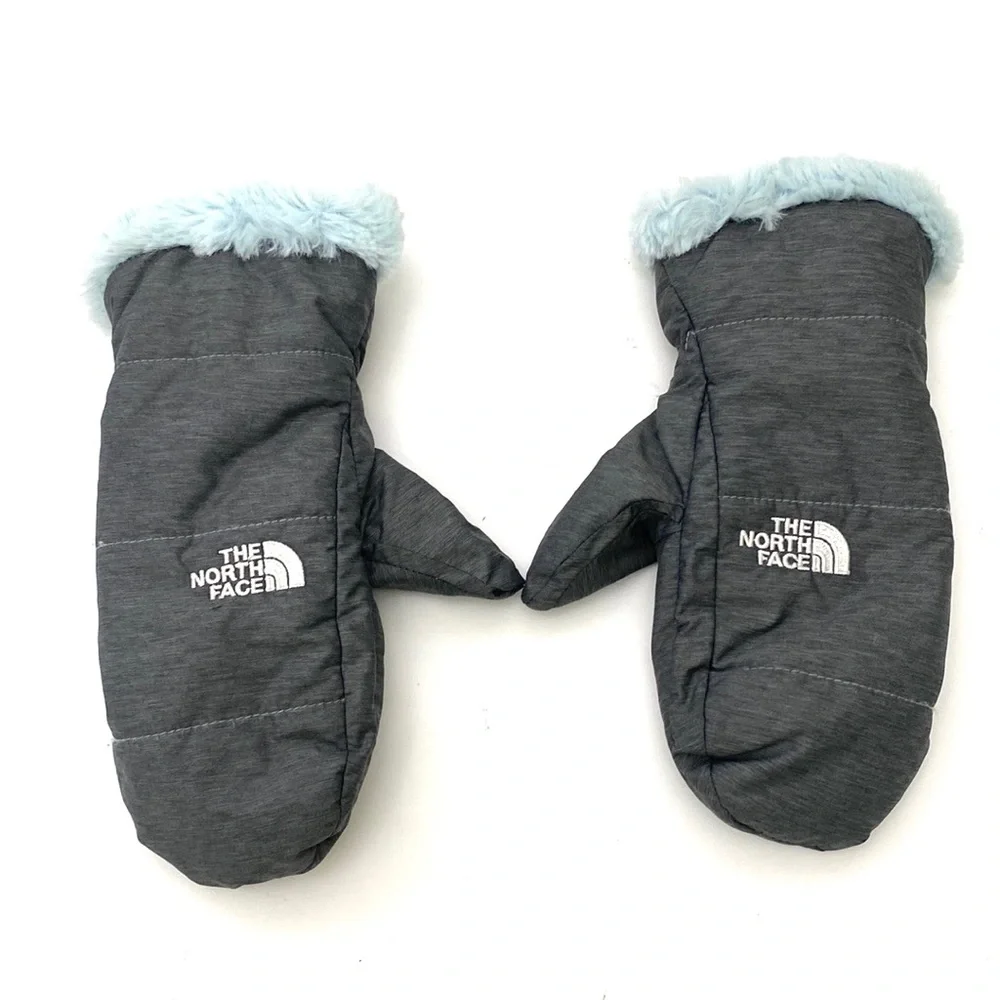 North Face Girls Grey/Mint Mossbud Swirl Fleece Mittens